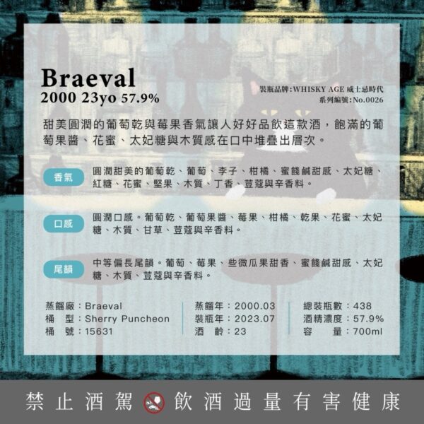 艾雷重擊Whisky AGE No.0026 Braeval 23Yo：圖片 4
