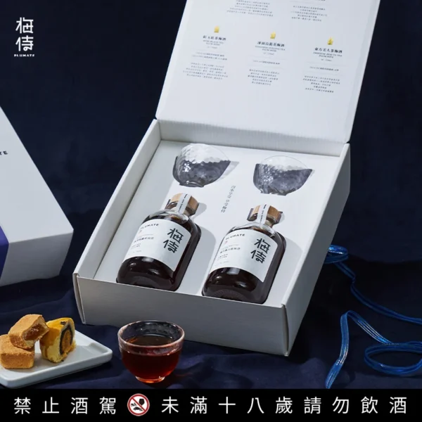 台灣梅侍梅酒 金銀獎2入禮盒(東方美人茶/凍頂烏龍茶250ml+2梅酒杯)：圖片 3