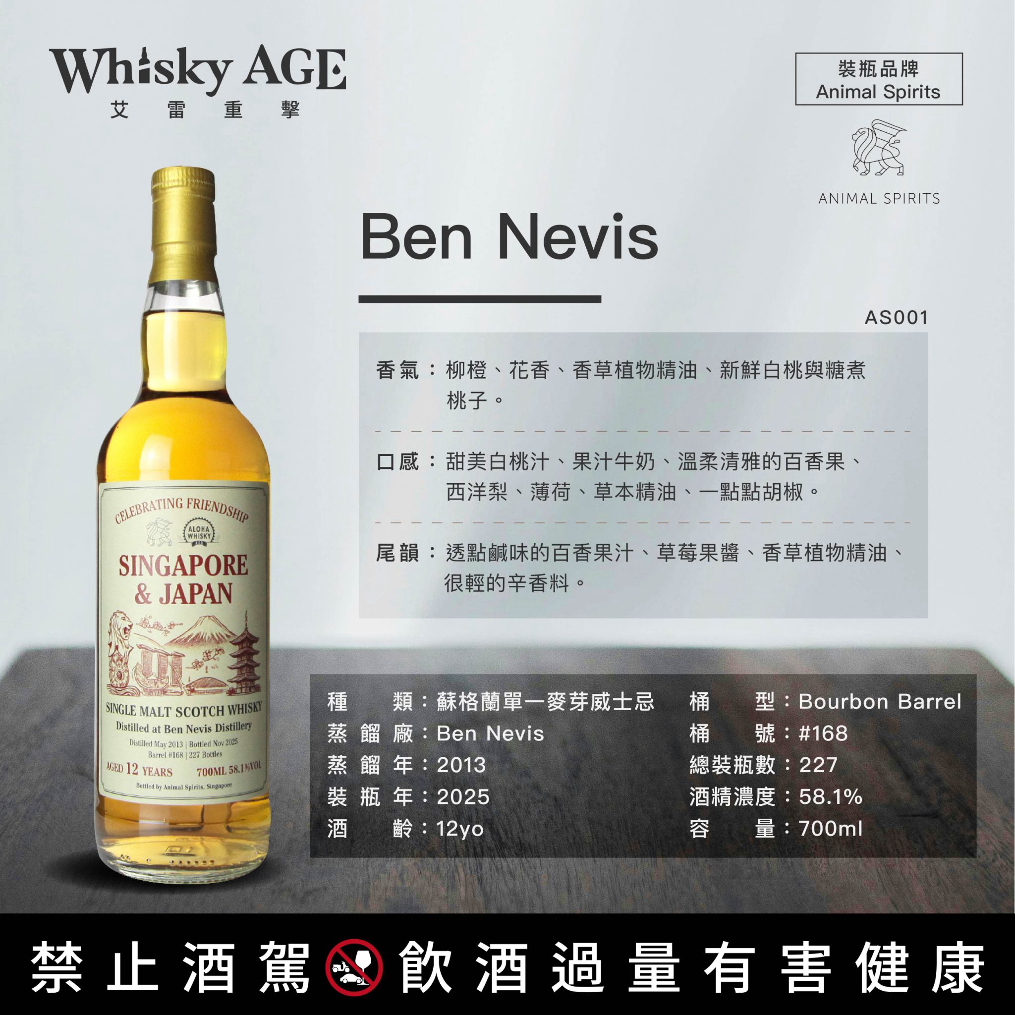 艾雷重擊 Animal Spirits, Ben Nevis, 2013, 2025, 12yo, Bourbon Barrel, 58.1%:圖片 2